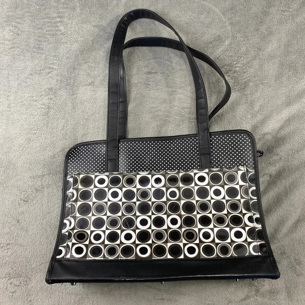 Black‎ White Geometric Circles Polka Dot Tote Bag Pet Carrier
